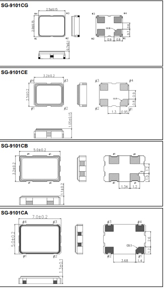Mechanical Drawing - Epson Timing SG-9101 Programmable Crystal Oscillators